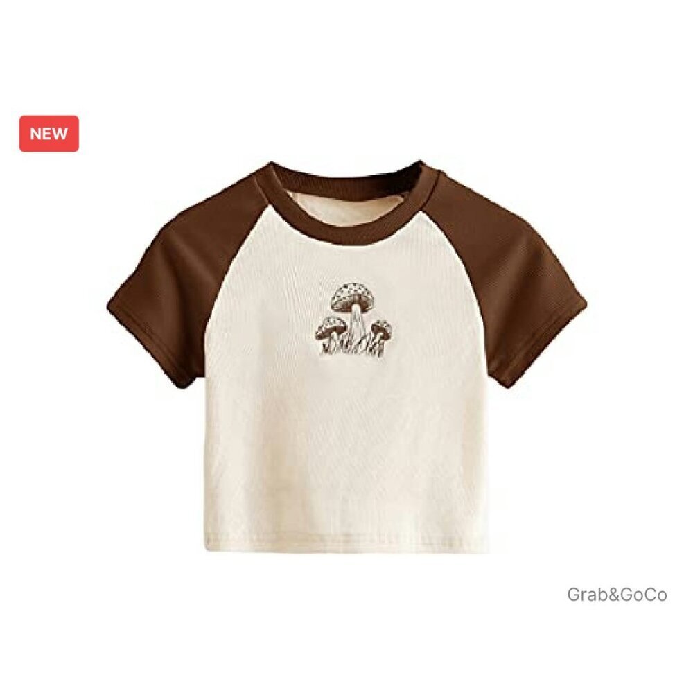 Graphic Crop Tee Short Sleeve Y2K Fairy Grunge Soft Knit Tops Casual Chic - Picture 2 of 8